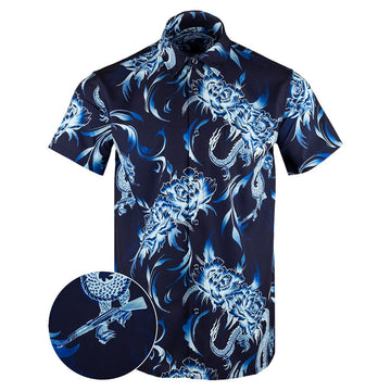 Fine China Button Down Shirt Gun Print Hawaiian Shirt Christmas Present Ideas For Boyfriend -WearandDecor