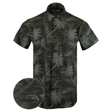 Luau Black Button Down Shirt Tactical Tropical Print Shirt Christmas Ideas For Him -WearandDecor