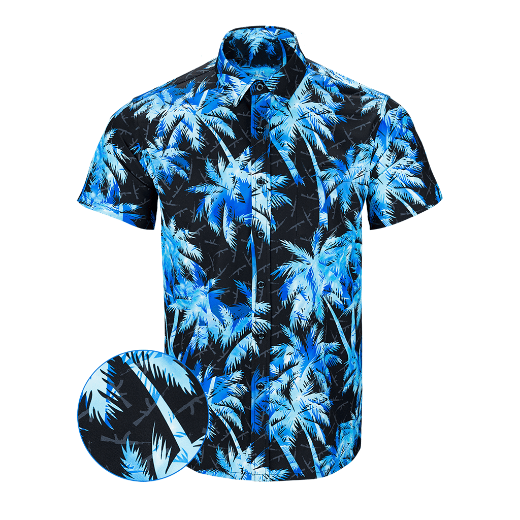 Ak'S And Vacays Black Blue Button Down Shirt Tactical Shirt Hawaii Style Gifts For Dad -WearandDecor