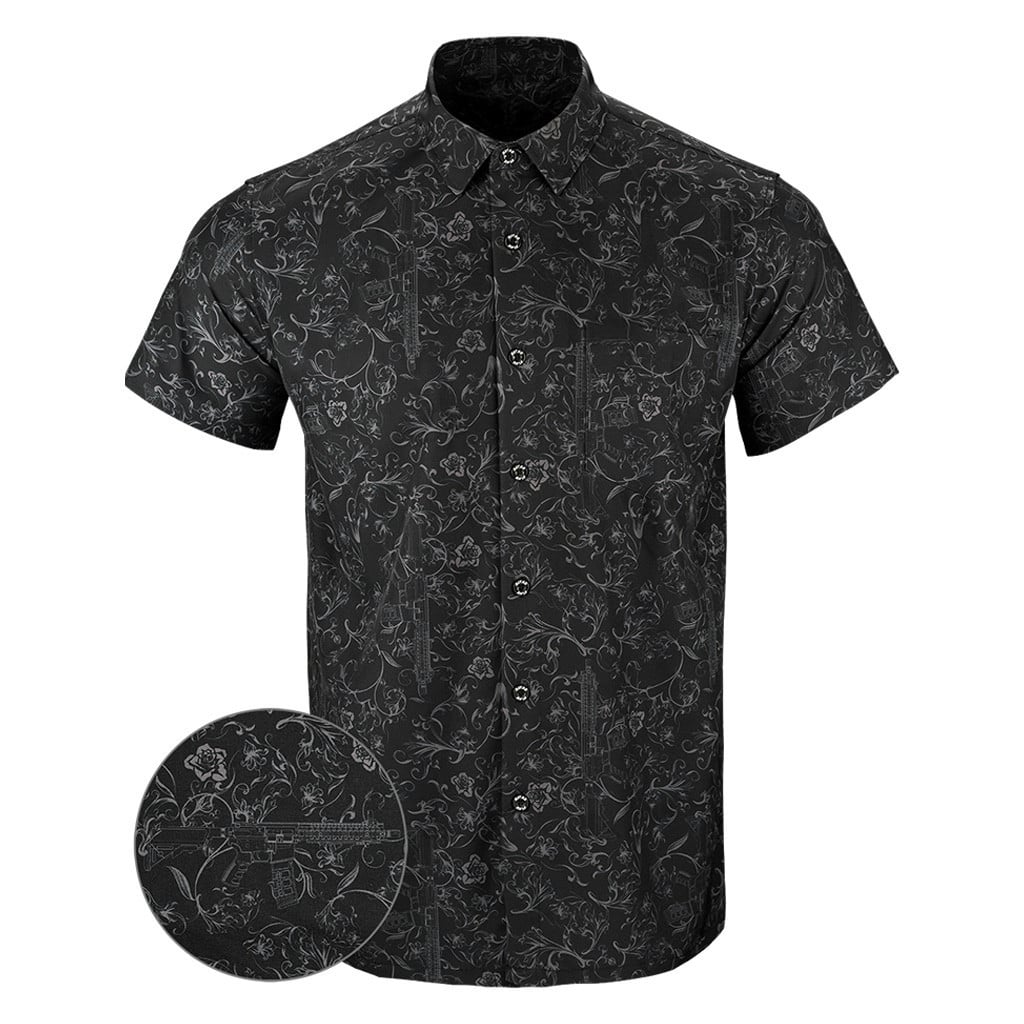 Gray Man Button Down Shirt Tactical Aloha Print Shirt Present For Father -WearandDecor