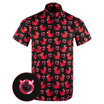 Devil Duck Black Button Down Shirt Tactical Shirt Hawaii Style Christmas Presents For Boyfriend -WearandDecor