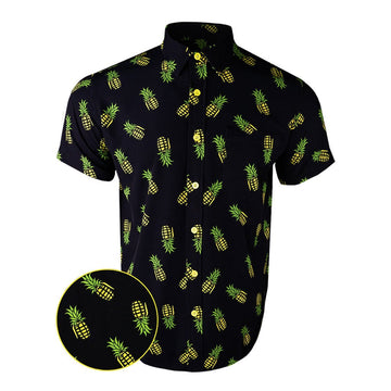 Pineapple Grenade Black Button Down Shirt Concealed Carry Hawaiian Shirt Gifts For Brother -WearandDecor