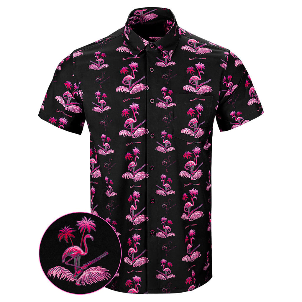 Da Flamingo V3 Button Down Shirt Tactical Hawaiian Shirt Dad Christmas Gifts -WearandDecor