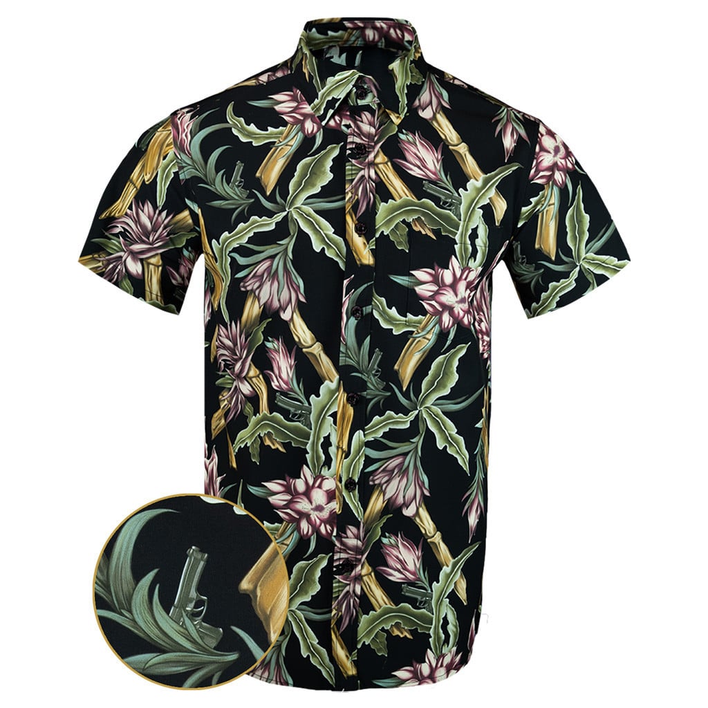 Bada Bing Button Down Shirt Tactical Tropical Print Shirt Husband Christmas Gift Ideas -WearandDecor