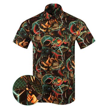 Pork Chop Express Button Down Shirt Tactical Aloha Shirt Gift Ideas For Father -WearandDecor