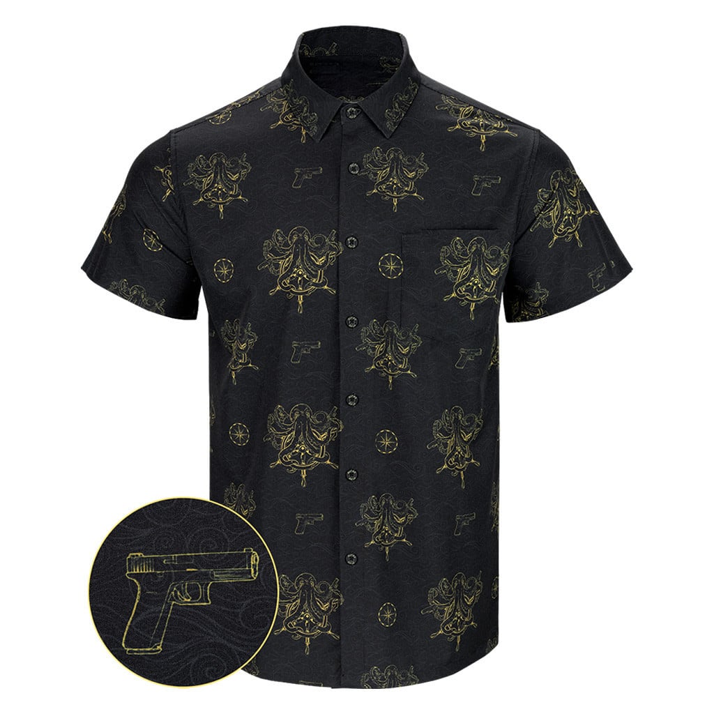 Glocktopus V2 Button Down Shirt Concealed Carry Hawaiian Shirt Presents For Brother -WearandDecor