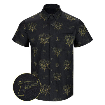 Glocktopus V2 Button Down Shirt Concealed Carry Hawaiian Shirt Presents For Brother -WearandDecor