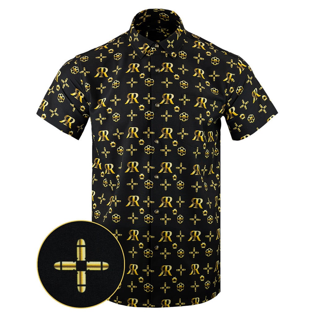 High Roller Gold Button Down Pearl Snaps Apparel Tactical Hawaiian Shirt Xmas Presents For Dad -WearandDecor