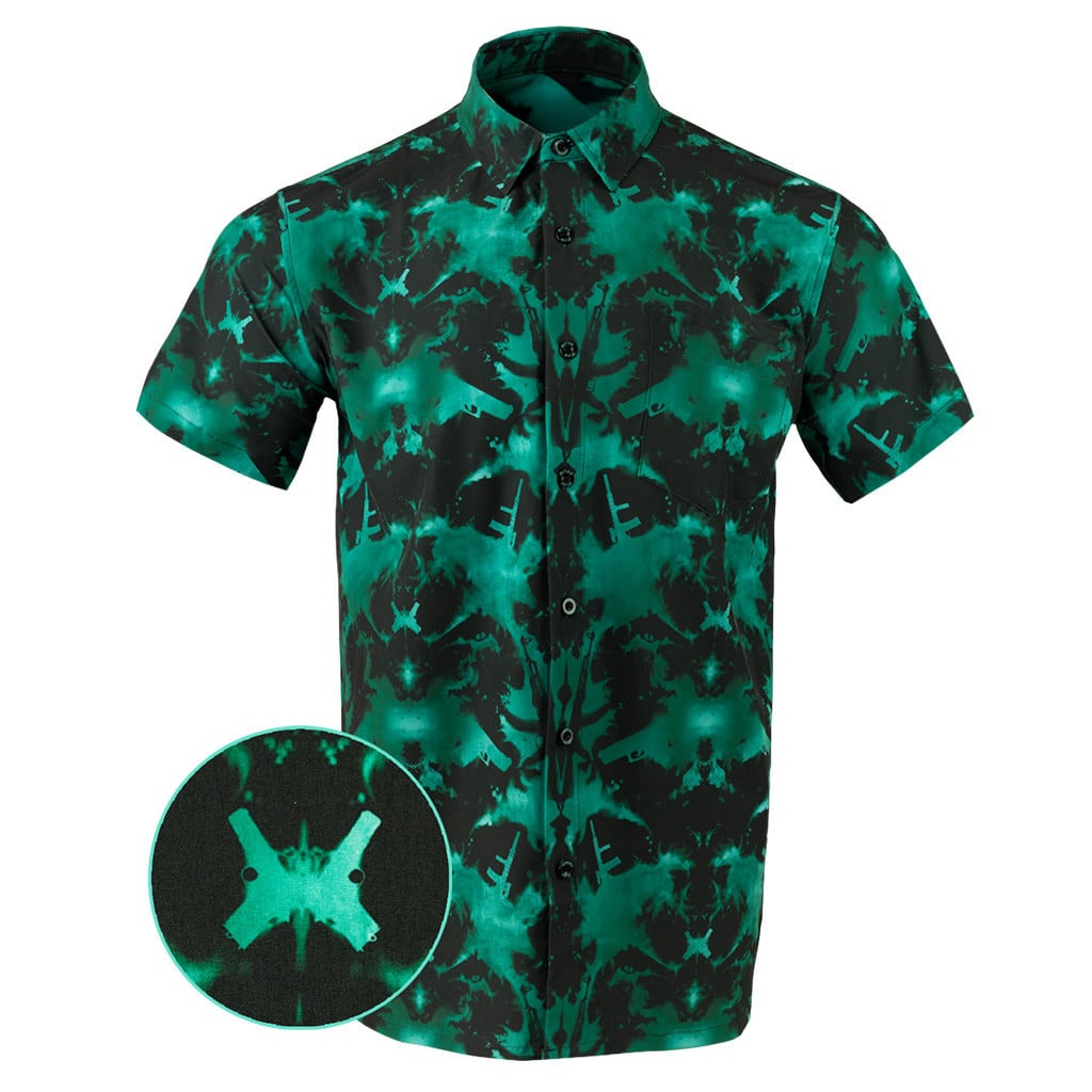 Rorschach Button Down Shirt Gun Print Hawaiian Shirt Tactical Apparel Best Gifts For Boyfriend -WearandDecor