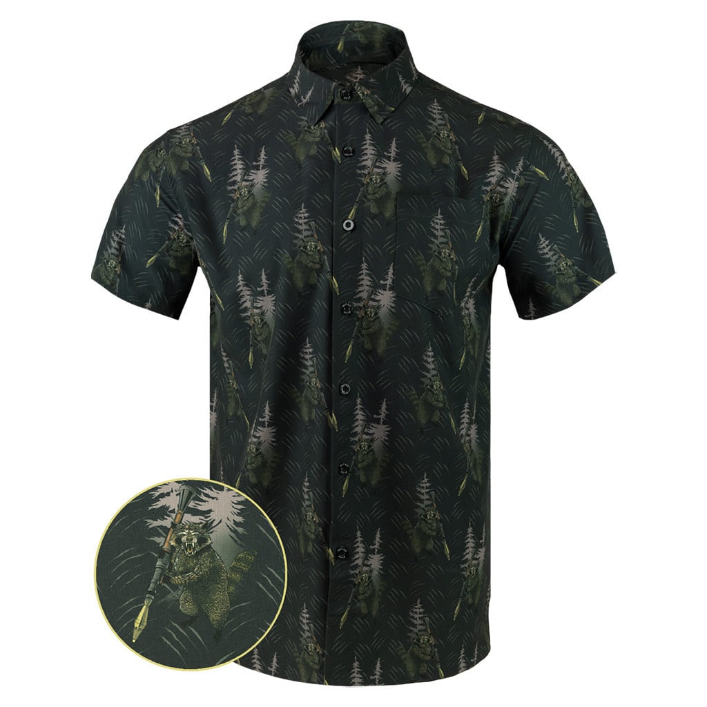 Rockoon Button Down Shirt Tactical Aloha Print Shirt Husband Christmas Gift Ideas -WearandDecor