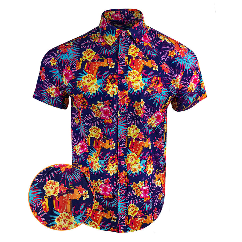 Bliss Vector Purple Button Down Shirt Tactical Shirt Hawaii Style Presents For Son -WearandDecor