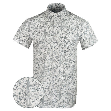 Gray Man White Button Down Shirt Concealed Carry Hawaiian Shirt Present For Him -WearandDecor