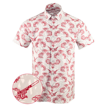 Retro Royale Button Down Shirt Gun Print Hawaiian Shirt Gun Lovers Gifts For Father In Law -WearandDecor