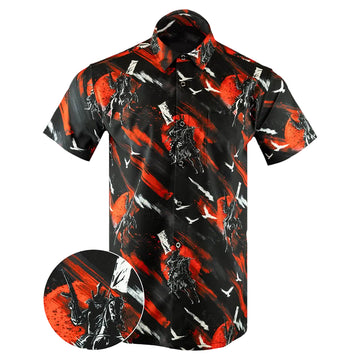Samurai Scroll Button Down Shirt Concealed Carry Hawaiian Shirt Pro Gun Apparel Gifts For Him -WearandDecor