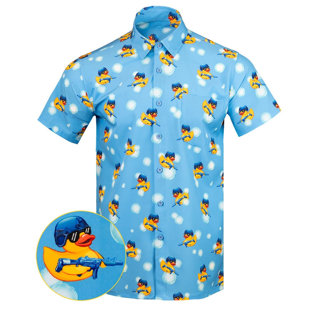 Killer Duck V2 Button Down Shirt Tactical Hawaiian Shirt Funny Gifts For Friends -WearandDecor