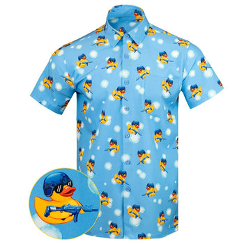 Killer Duck V2 Button Down Shirt Tactical Hawaiian Shirt Funny Gifts For Friends -WearandDecor