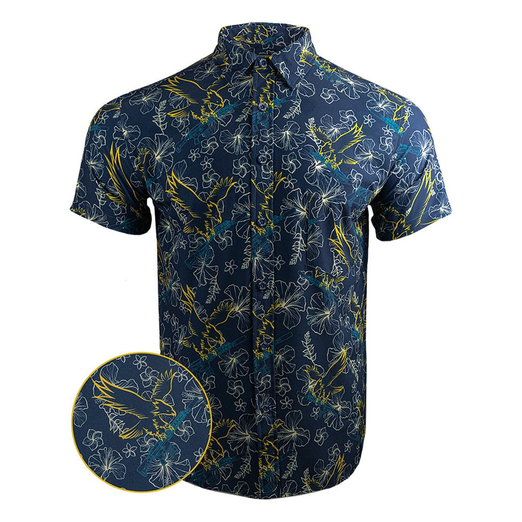 Prey Anniversary Navy Button Down Shirt Tactical Shirt Hawaii Style Great Gifts For Him -WearandDecor