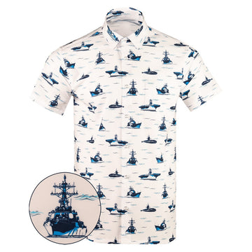 Naval Warfare Button Down Shirt Tactical Shirt Hawaii Style Present For Father -WearandDecor