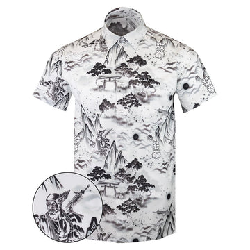 Rekken Button Down Shirt Tactical Aloha Print Shirt Cool Gifts For Father -WearandDecor