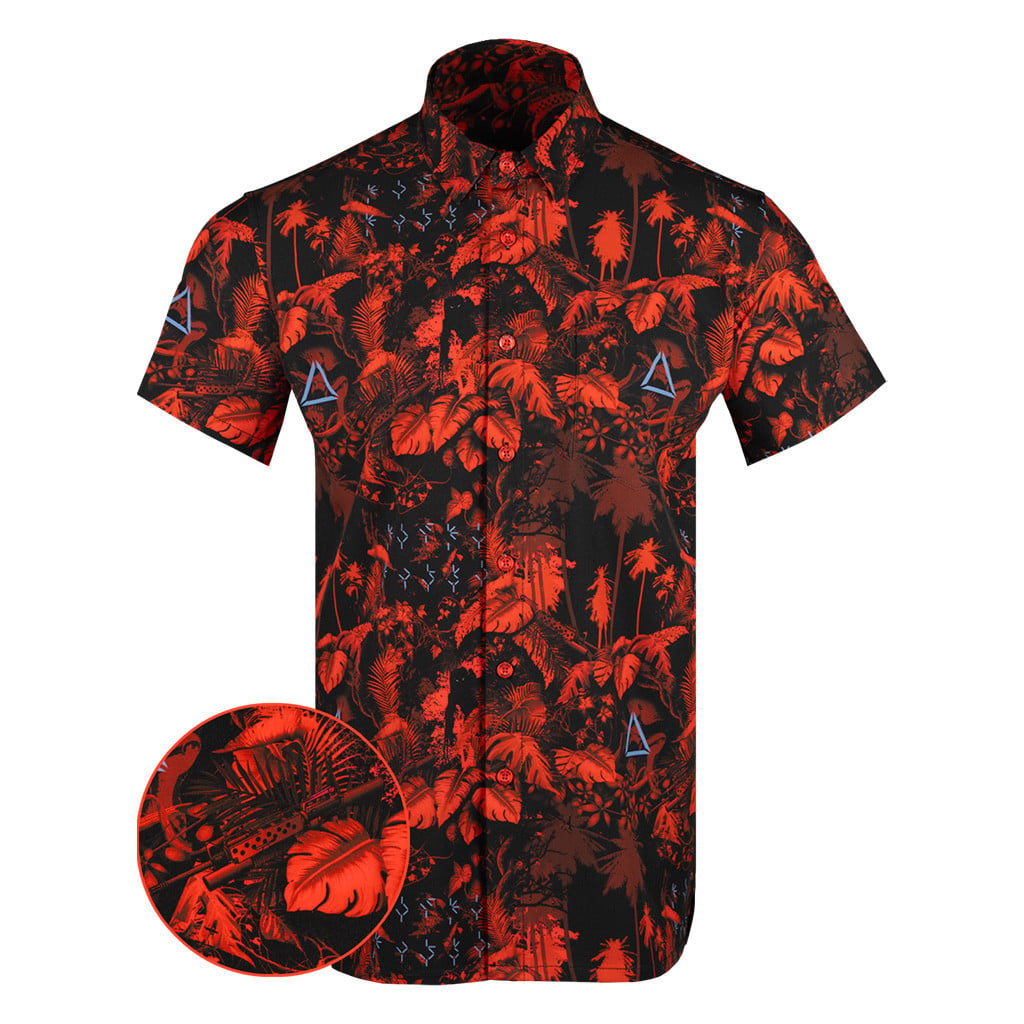 Get To The Chopper Red Button Down Shirt Outdoor Hawaiian Tactical Shirt  Gun Lovers Gifts -WearandDecor