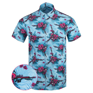 Barrett X Retro Rifle Button Down Shirt Tactical Tropical Print Shirt Birthday Present For Dad -WearandDecor