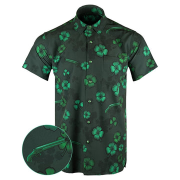Sawed Off Shamrock Button Down Shirt Tactical Aloha Print Shirt Father Gifts -WearandDecor