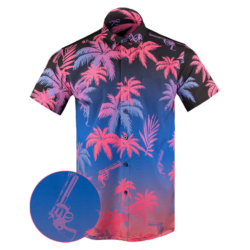 Retro City Gradient Button Down Shirt Tactical Shirt Hawaii Style Xmas Presents For Friends -WearandDecor