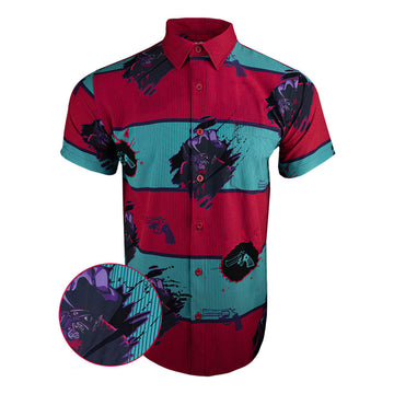 Elm Street Blue Red Button Down Shirt Tactical Shirt Hawaii Style Xmas Gifts For Dad -WearandDecor