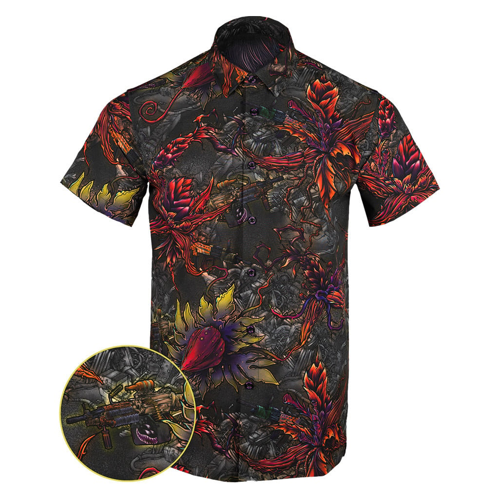 Retrolands Titanium Button Down Shirt Tactical Shirt Hawaii Style Gifts For Son In Law -WearandDecor