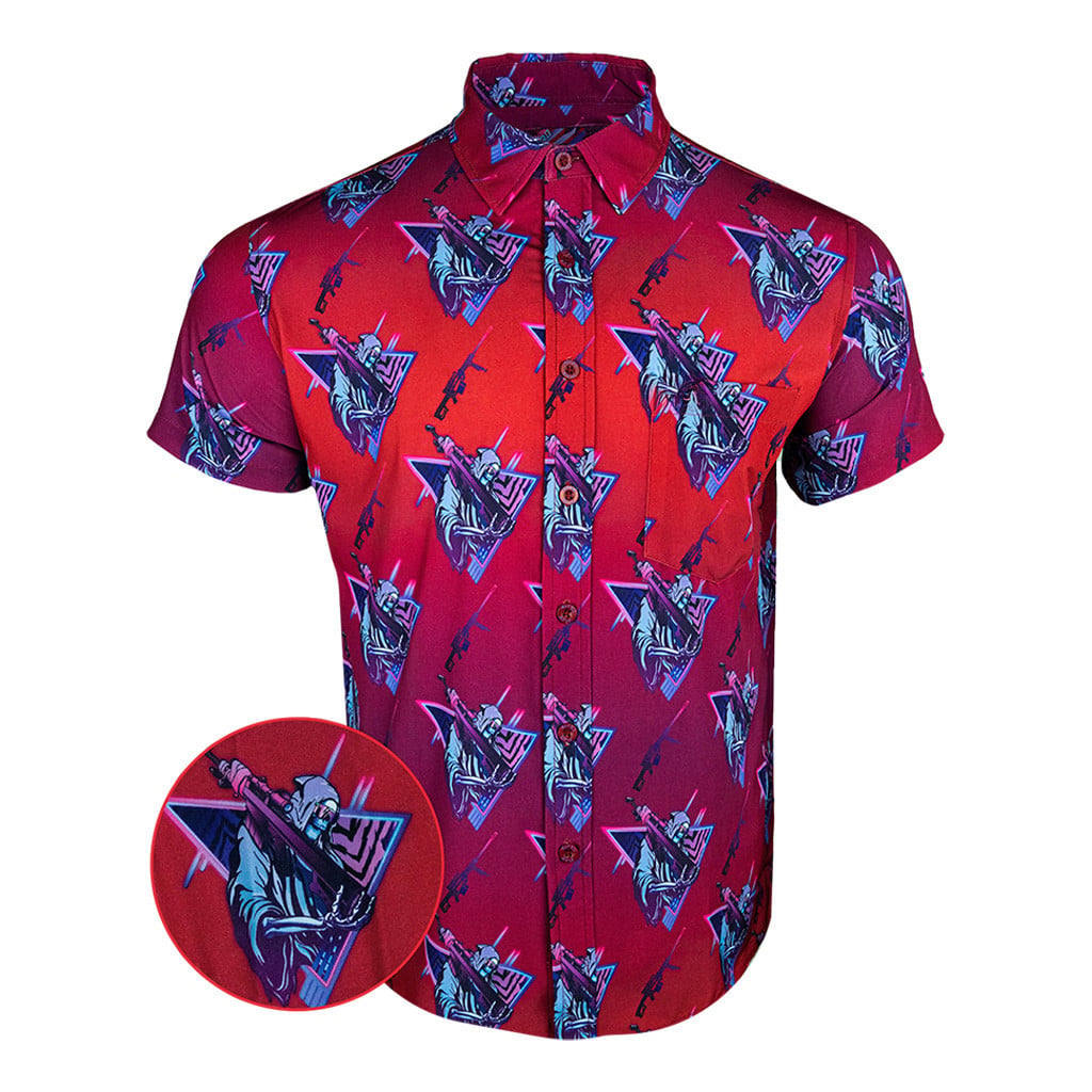 Death Wave Button Down Shirt Gun Print Hawaiian Shirt Christmas Gifts For Him -WearandDecor