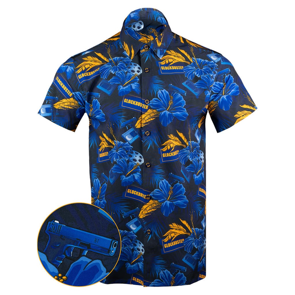 Glockbuster Button Down Shirt Outdoor Hawaiian Tactical Shirt Gift Ideas For Boyfriend -WearandDecor