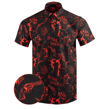 Retro Nightmare Button Down Shirt Outdoor Hawaiian Tactical Shirt Present For Husband -WearandDecor