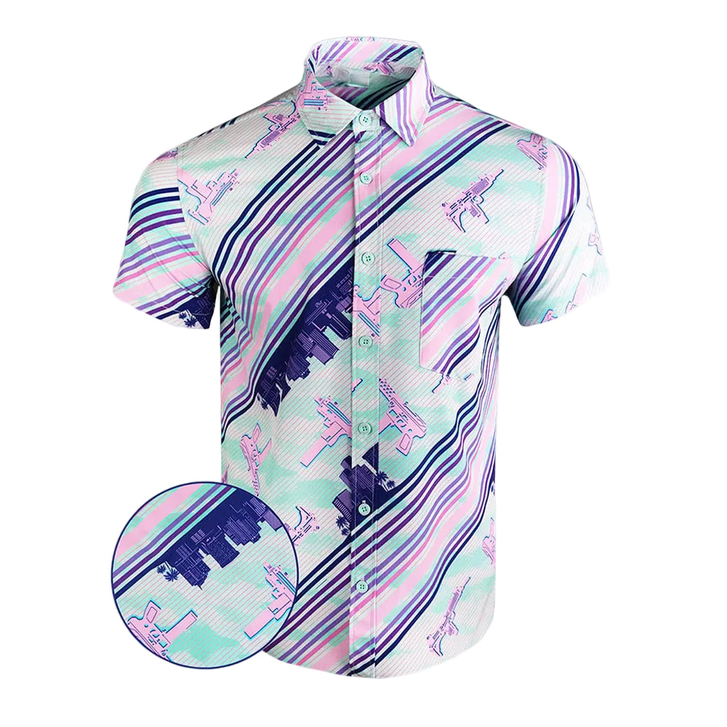 Ocean Drive Mint Button Down Shirt Gun Print Hawaiian Shirt Xmas Gifts For Gun Lovers -WearandDecor