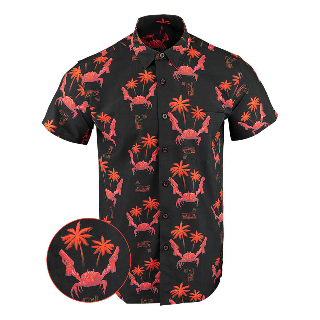 The Crab Button Down Shirt Tactical Tropical Print Shirt Gun Lovers Gifts For Father -WearandDecor