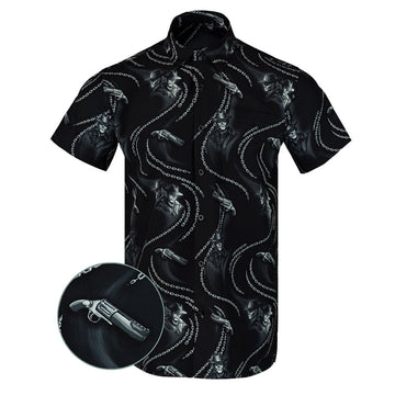The Ghoul Button Down Shirt Tactical Hawaiian Shirt Presents For Gun Lovers -WearandDecor
