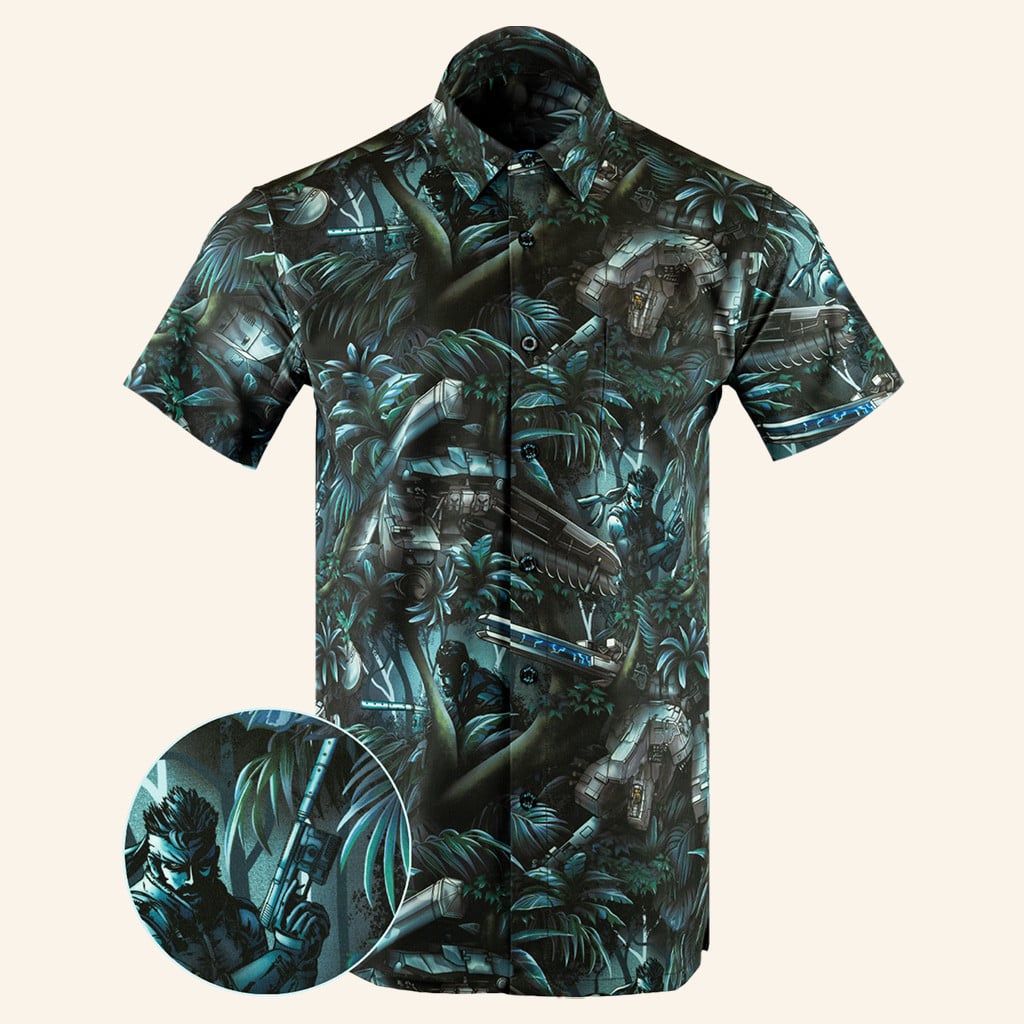 Solid Snake Button Down Shirt Outdoor Hawaiian Tactical Shirt Gifts For Dudes -WearandDecor