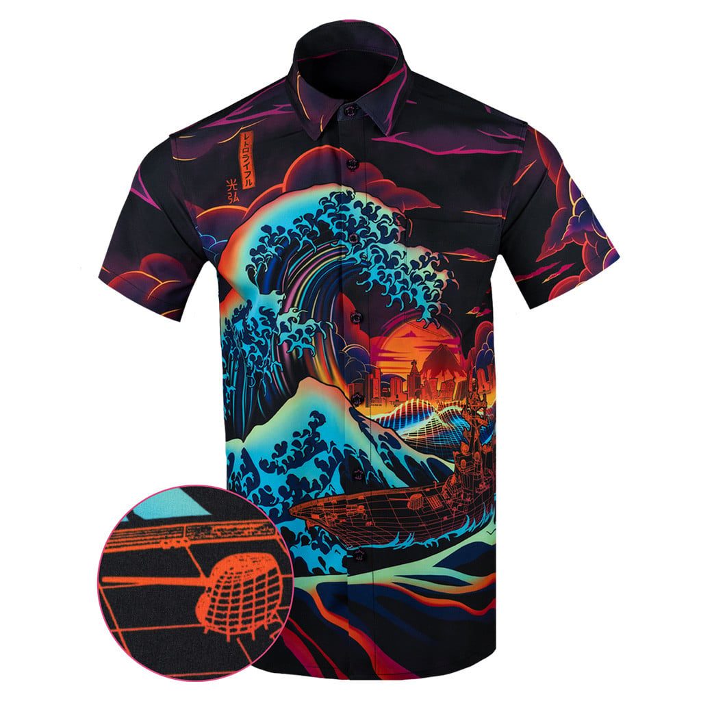 The Great Synthwave Button Down Shirt Tactical Hawaiian Shirt Gift Ideas For Dad -WearandDecor