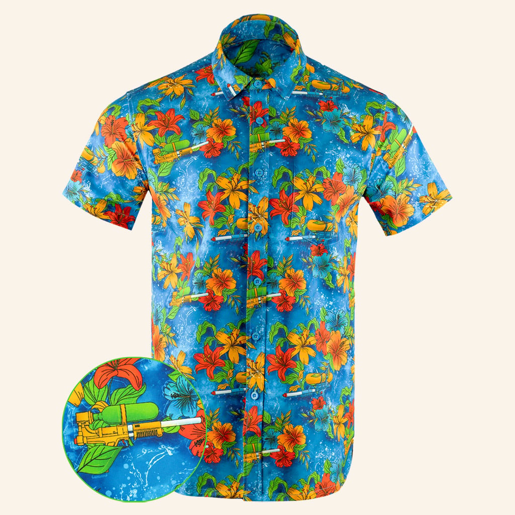 Soak 'Em Button Down Shirt Tactical Shirt Hawaii Style Gift Ideas For Him -WearandDecor