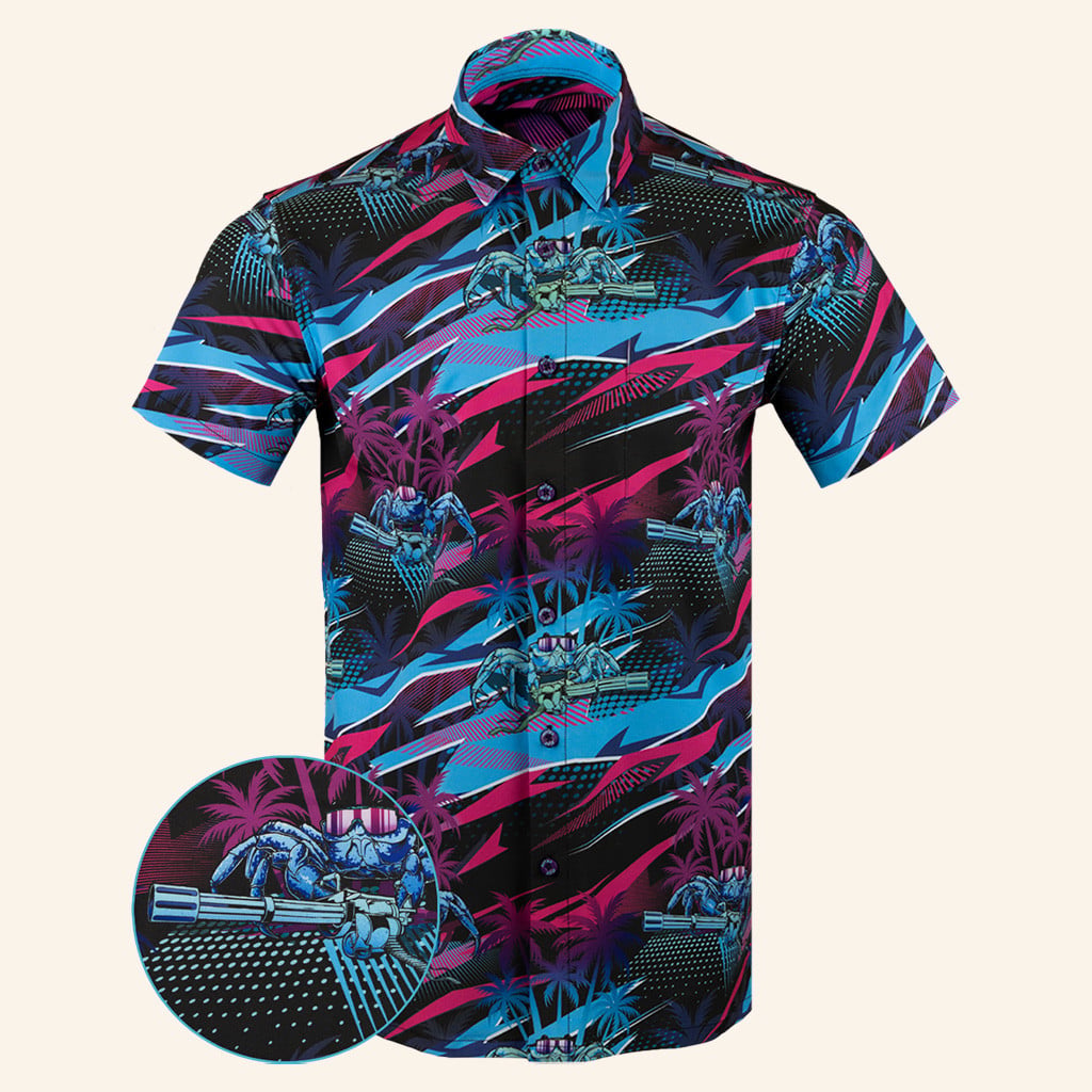 Shell Shocked Button Down Shirt Tactical Aloha Print Shirt Christmas Gifts For Guys -WearandDecor
