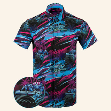Shell Shocked Button Down Shirt Tactical Aloha Print Shirt Christmas Gifts For Guys -WearandDecor