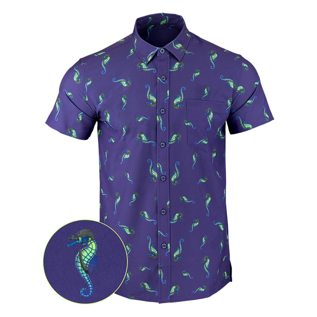 War Horse Blue Button Down Shirt Tactical Shirt Hawaiian Style Gifts For Guys -WearandDecor