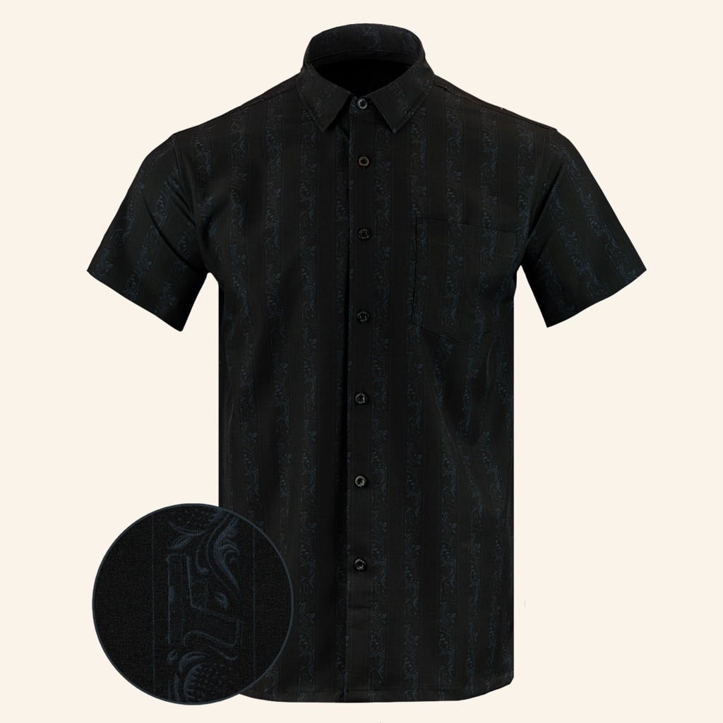 Subtle Black Button Down Shirt Tactical Hawaiian Shirt Christmas Present Ideas For Dad -WearandDecor