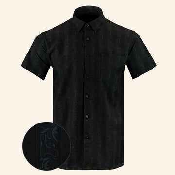 Subtle Black Button Down Shirt Tactical Hawaiian Shirt Christmas Present Ideas For Dad -WearandDecor