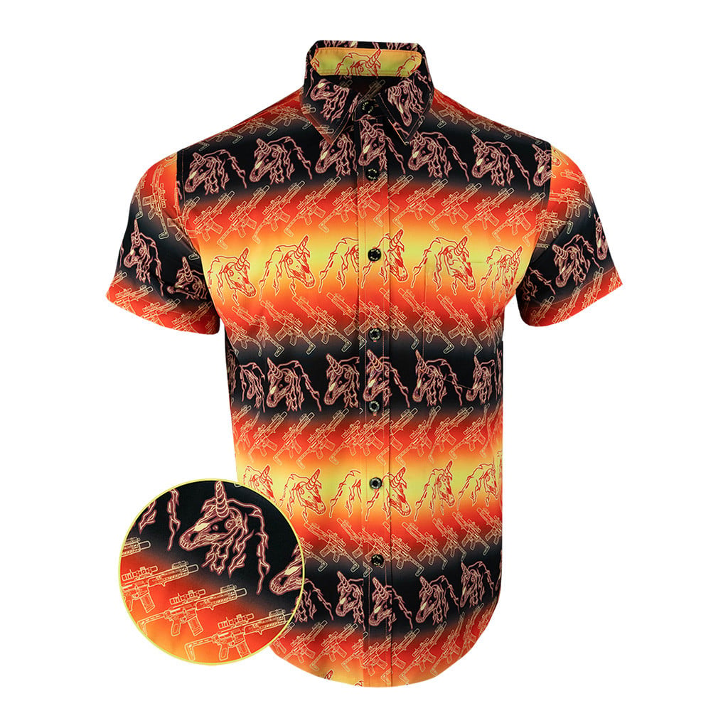 The Nightmare Red Button Down Shirt Gun Print Hawaiian Shirt Christmas Gifts For Father -WearandDecor