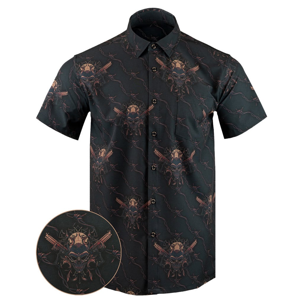 The Hitman V2 Button Down Shirt Tactical Hawaiian Shirt Gift Ideas For Gun Lovers -WearandDecor