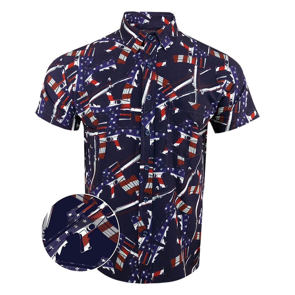 The 4th Button Down Shirt Gun Print Hawaiian Shirt Patriotic Gifts For Dad -WearandDecor
