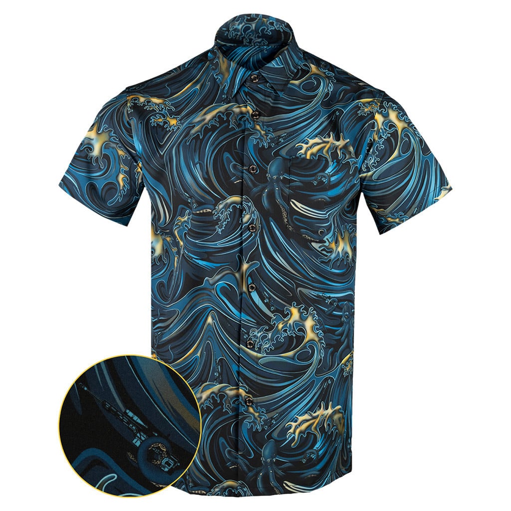 The Kraken Button Down Shirt Tactical Aloha Shirt Gift Ideas For Gun Lovers -WearandDecor