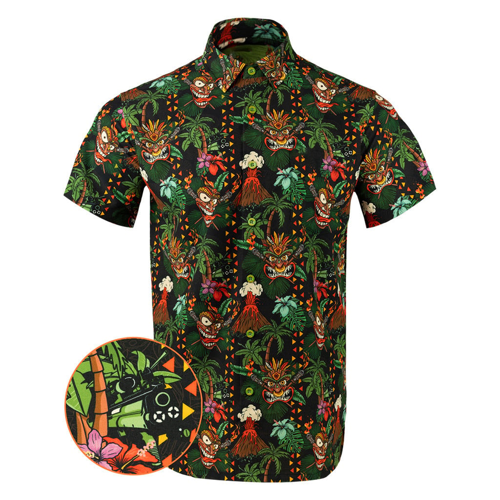 The Ku Button Down Shirt Tactical Tropical Print Shirt Gift Ideas For Father -WearandDecor