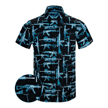 X-Ray Button Down Shirt Gun Print Hawaiian Shirt Birthday Present For Father -WearandDecor