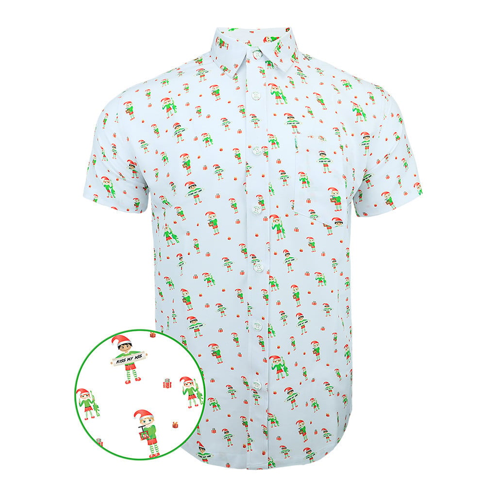 White Elephant Button Down Shirt Tactical Hawaiian Shirt Christmas Presents For Him -WearandDecor